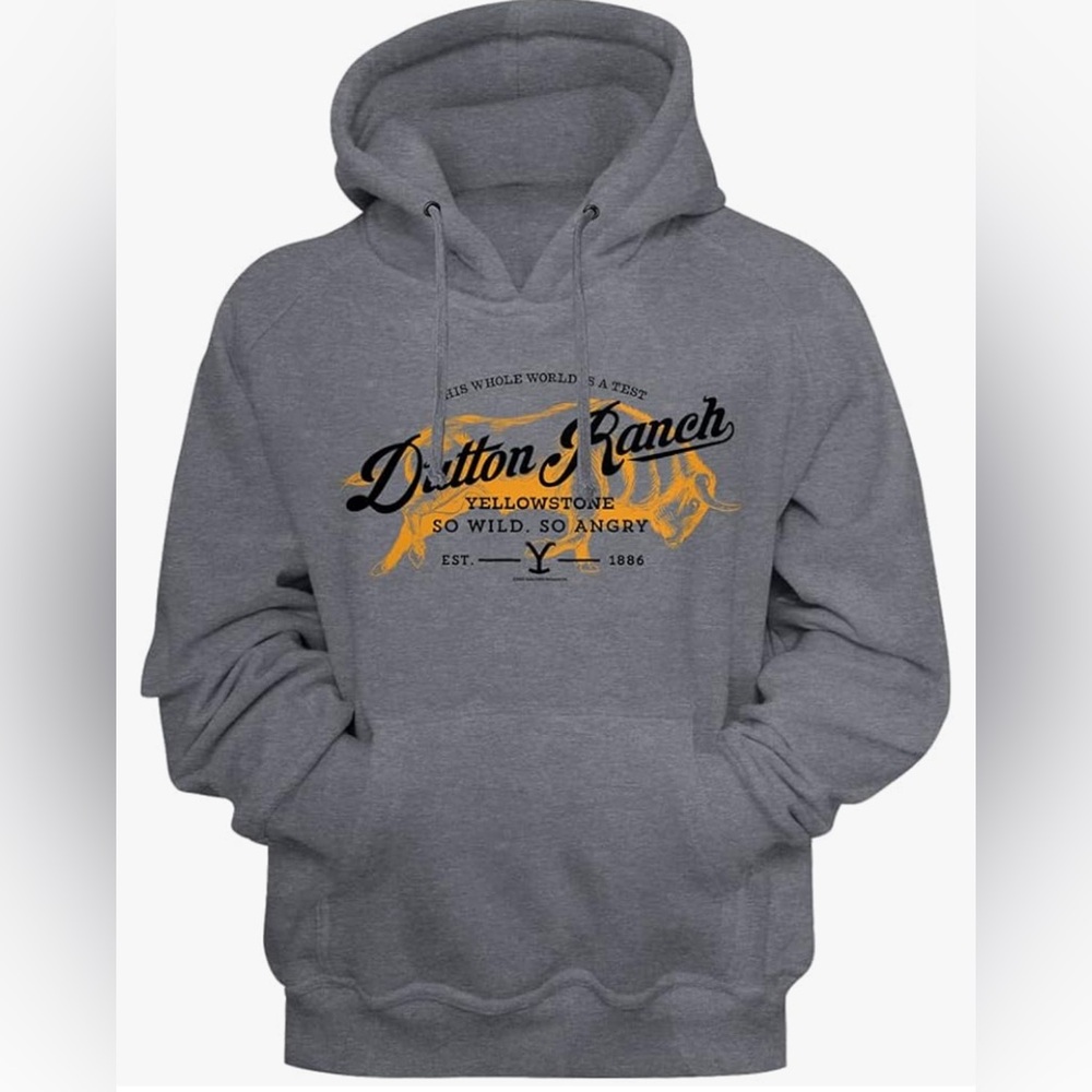 Yellowstone Dutton Ranch So Wild Adult Long Sleeve Hooded Sweatshirt, Size XL